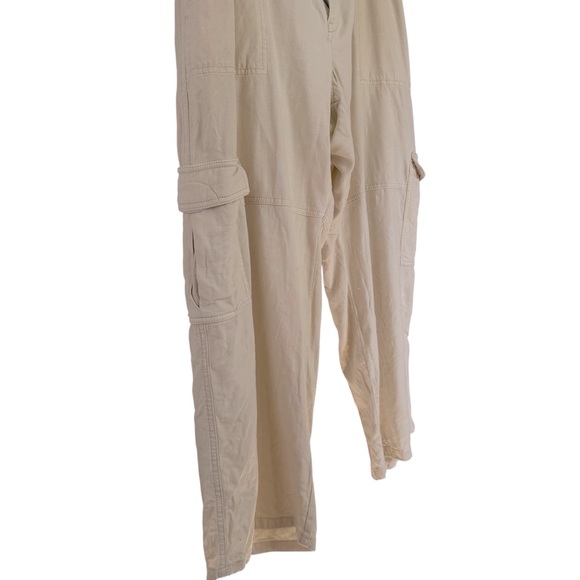 Anthropologie Pilcro Linen Blend Cargo Pant Relaxed Fit Cream Size XLP Petite - Picture 8 of 17
